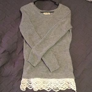 Never worn medium grey Pink Rose Sweater